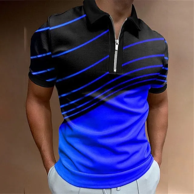 3D Printed Men's Polo Shirt - Vibrant Colors, Breathable Fabric, Versatile Wear