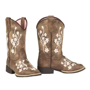 4460037230 Twister Lilly Childrens Cowboy Boots- Brown with Embroidery