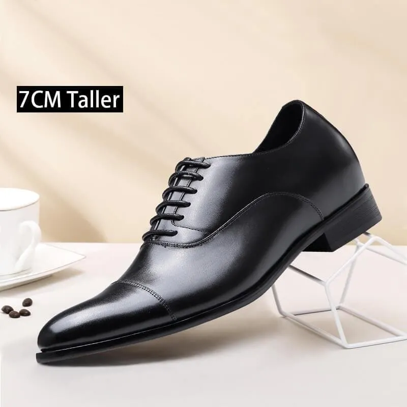 7 CM / 2.76 Inches CMR CHAMARIPA Elegant Oxfords Elevator Dress Shoes Cow Leather Wedding Shoes