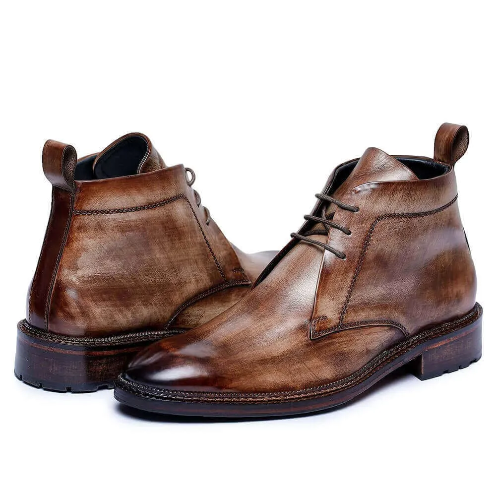 7 CM / 2.76 Inches Taller - CMR CHAMARIPA  Elevated Boots For Men - Classic Height Increasing Chukka Bootswooden