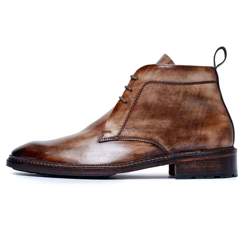 7 CM / 2.76 Inches Taller - CMR CHAMARIPA  Elevated Boots For Men - Classic Height Increasing Chukka Bootswooden