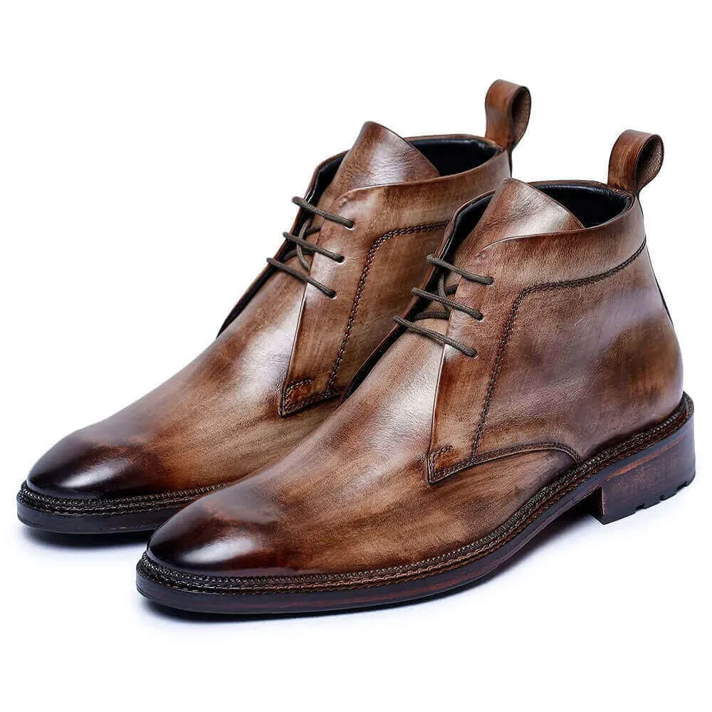 7 CM / 2.76 Inches Taller - CMR CHAMARIPA  Elevated Boots For Men - Classic Height Increasing Chukka Bootswooden