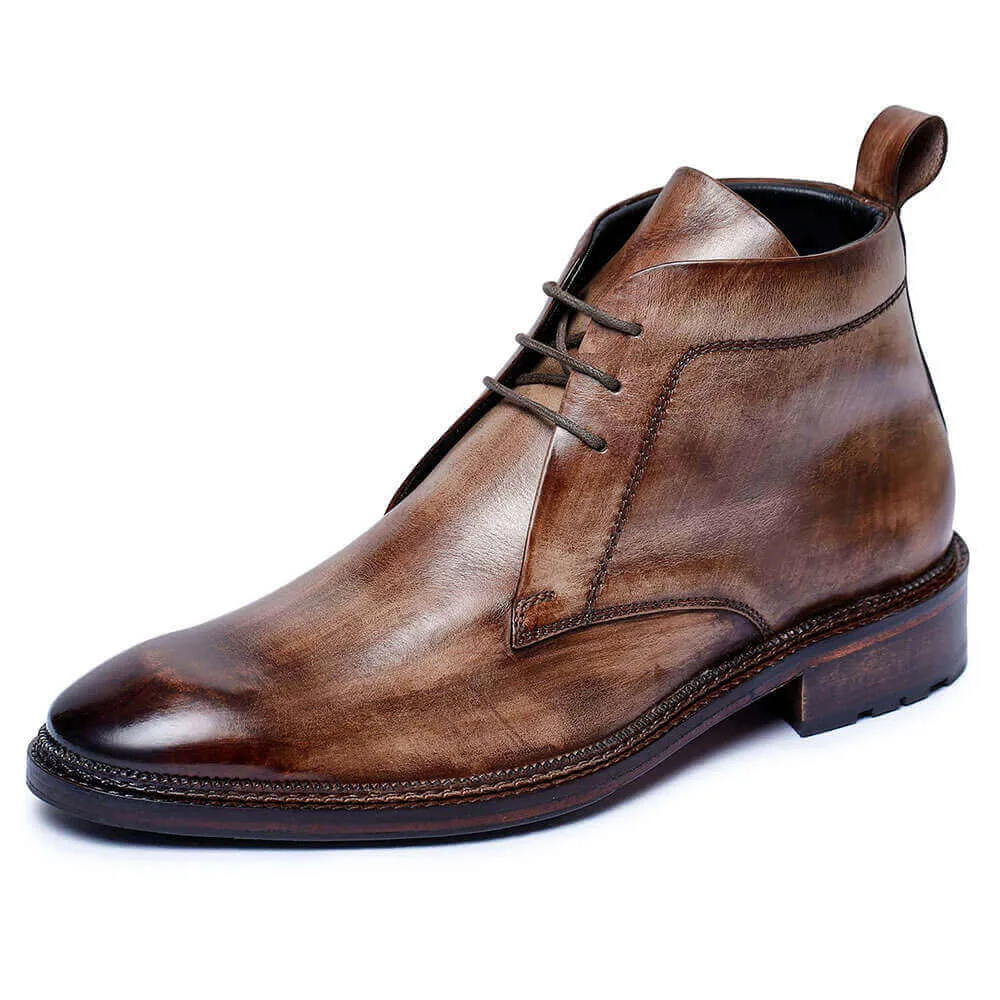 7 CM / 2.76 Inches Taller - CMR CHAMARIPA  Elevated Boots For Men - Classic Height Increasing Chukka Bootswooden