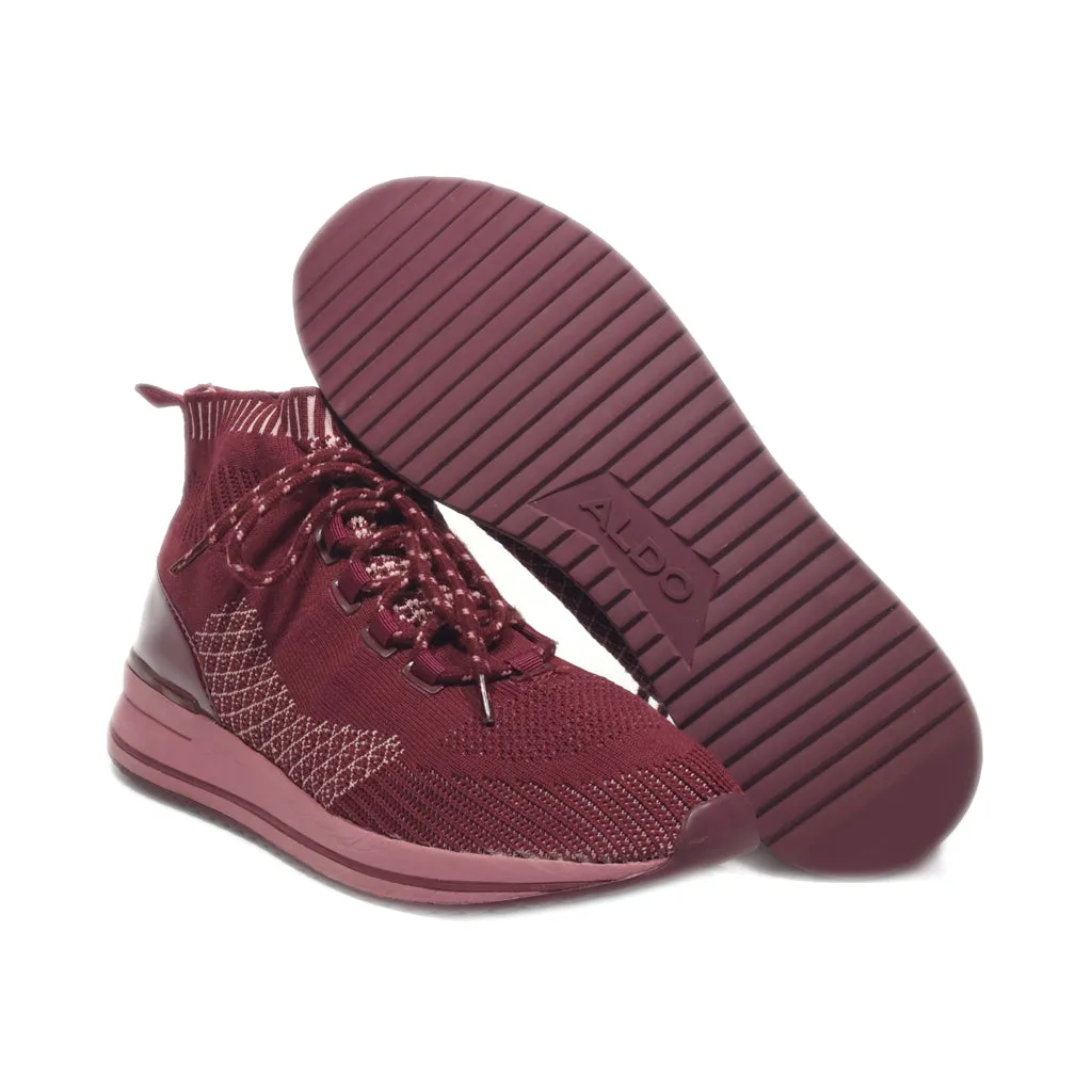 Aldo Ankle Boots Leather Maroon Colour For Women