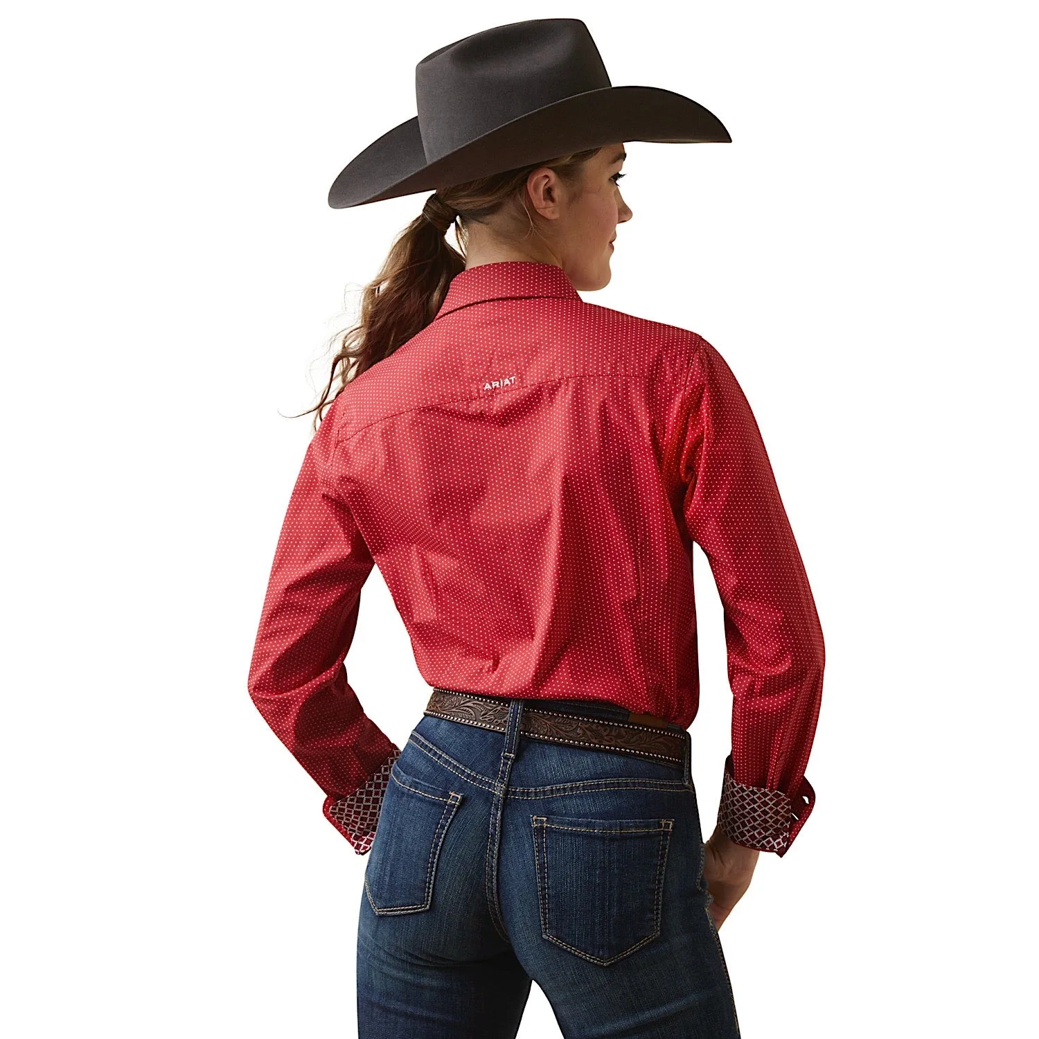 Ariat Womens Kirby Stretch L/S Shirt Cardinal Dot