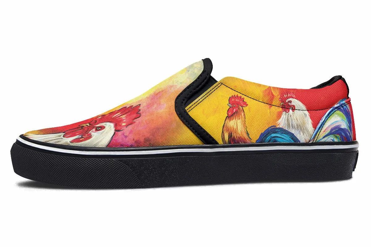 Artistic Rooster Slip-On Shoes