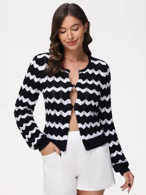 Ashley: 100% Cotton Chevron Button Down Cardigan