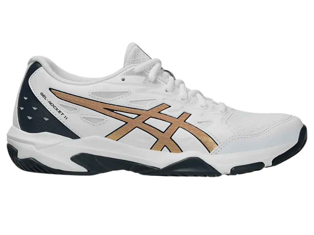 Asics Gel Rocket 11  Indoor Court Shoe - White/Black/Gold