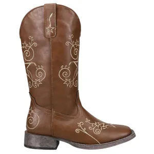 Aster Embroidered Square Toe Cowboy Boots