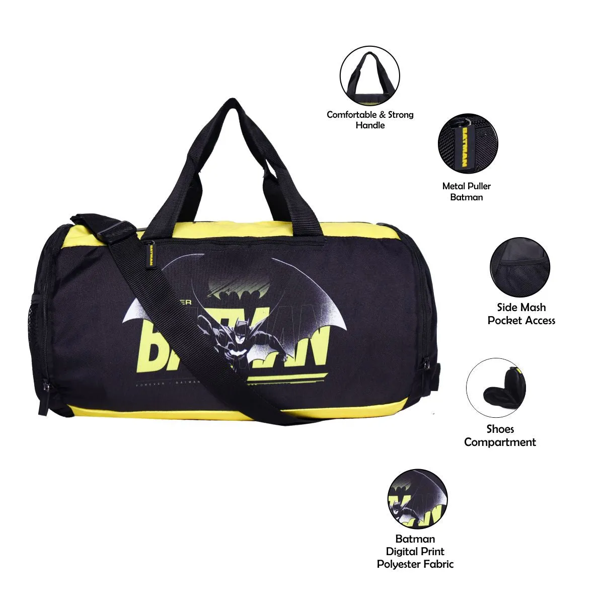 ASTRID BLACK TRAVEL DUFFLE,GYM BAG MEDIUM SIZE