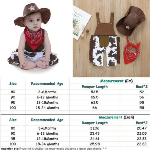 Baby Cowboy Hat Bodysuit Scarf Outfit Suit