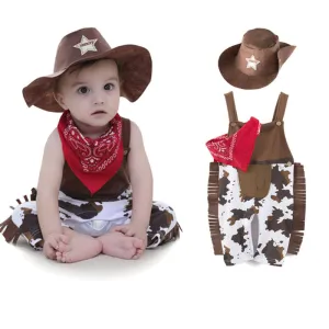 Baby Cowboy Hat Bodysuit Scarf Outfit Suit