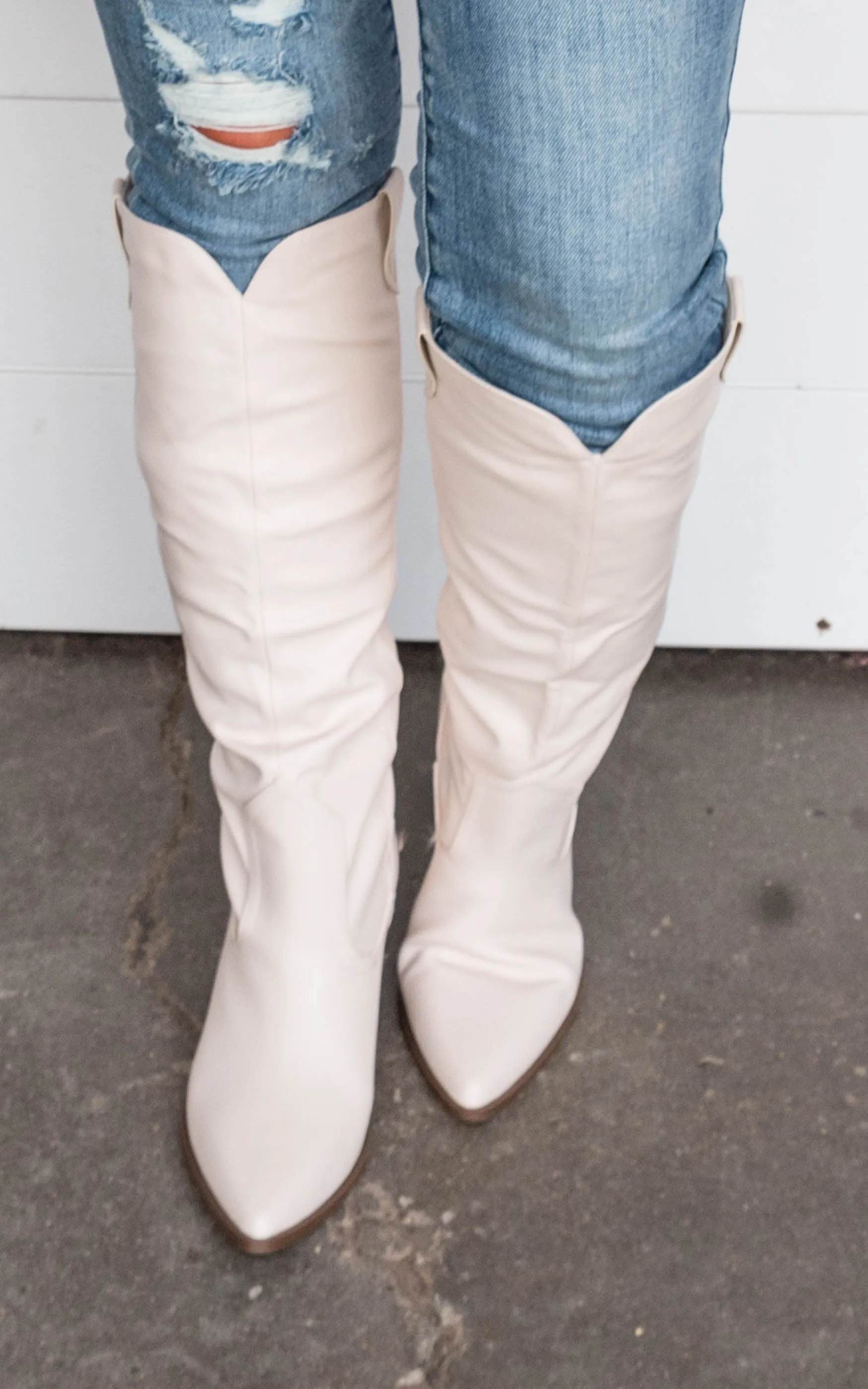 Beige Western Cowboy Boots - Qupid Final Sale