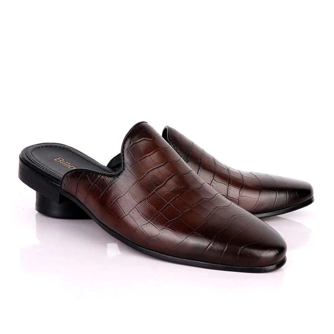 Billionaire Full Crocodile Half Shoe-Coffee