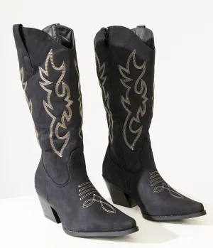 Black Suede Cowboy Boots