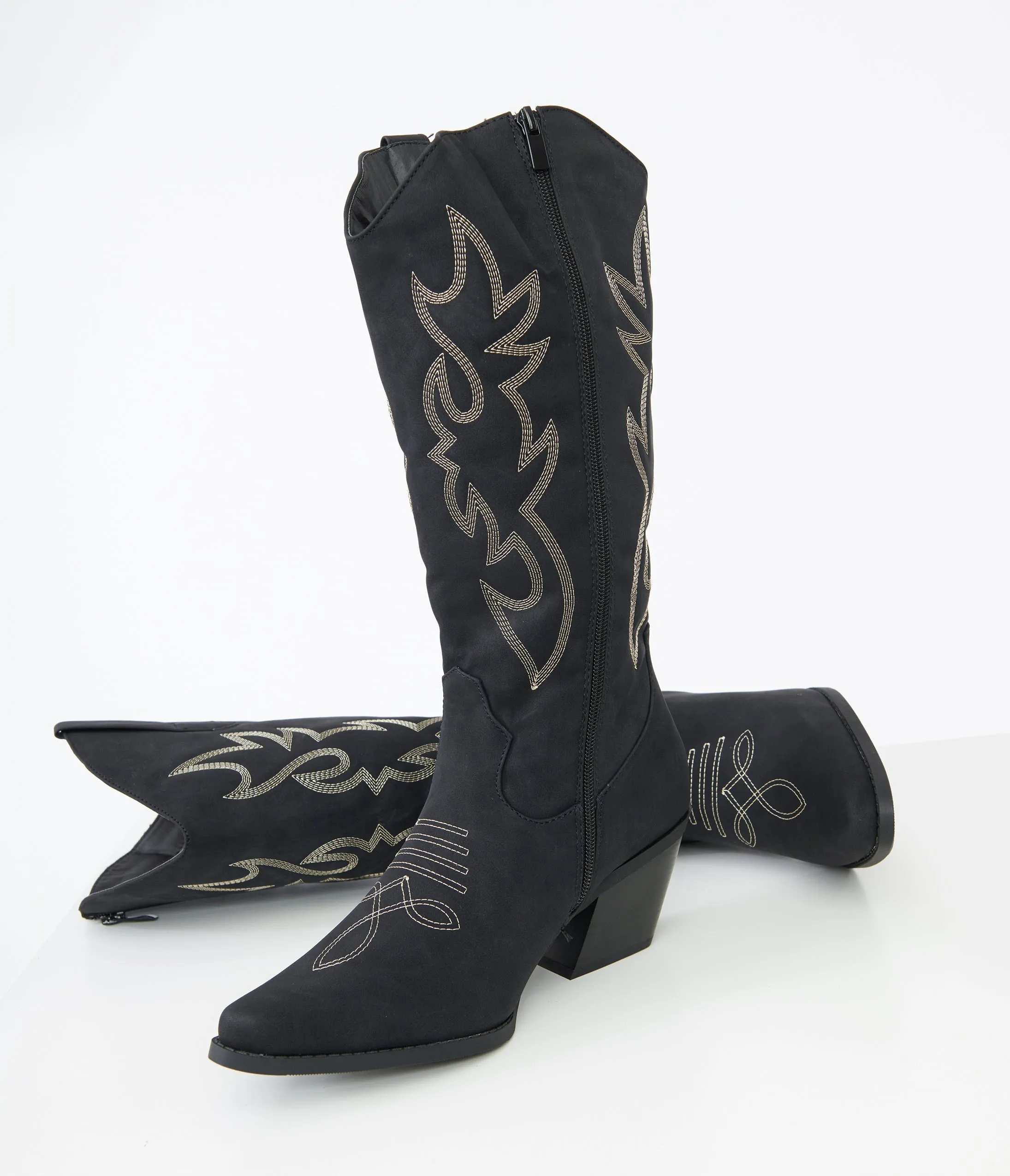 Black Suede Cowboy Boots