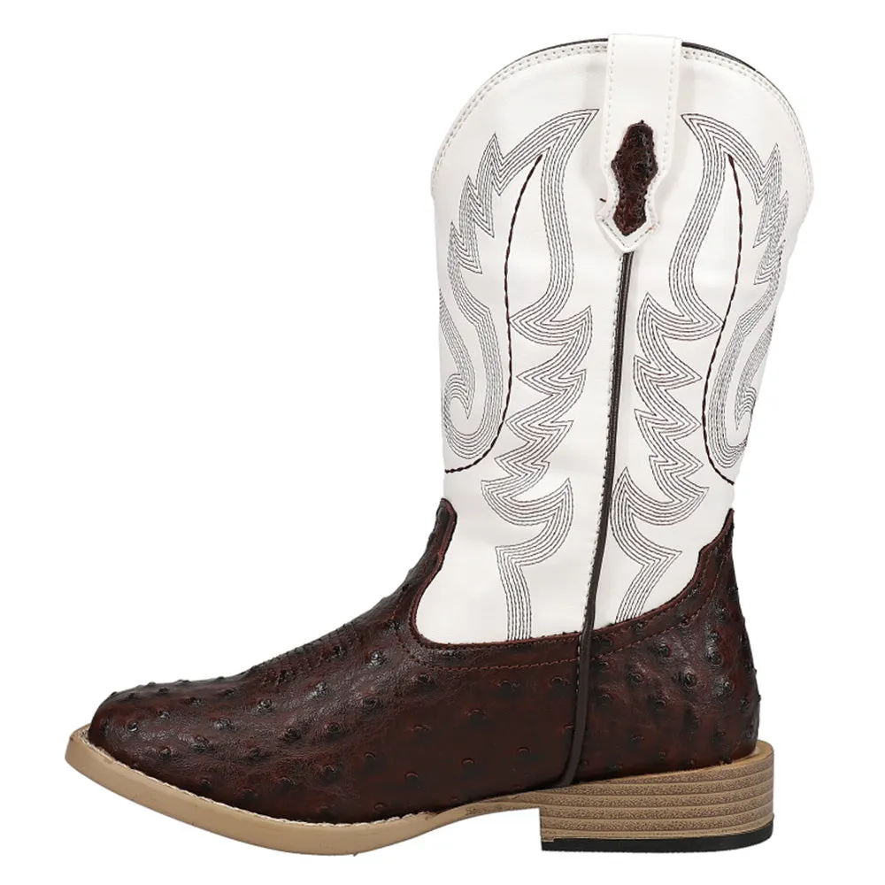 Bumps Faux Ostrich Square Toe Cowboy Boots (Big Kid)