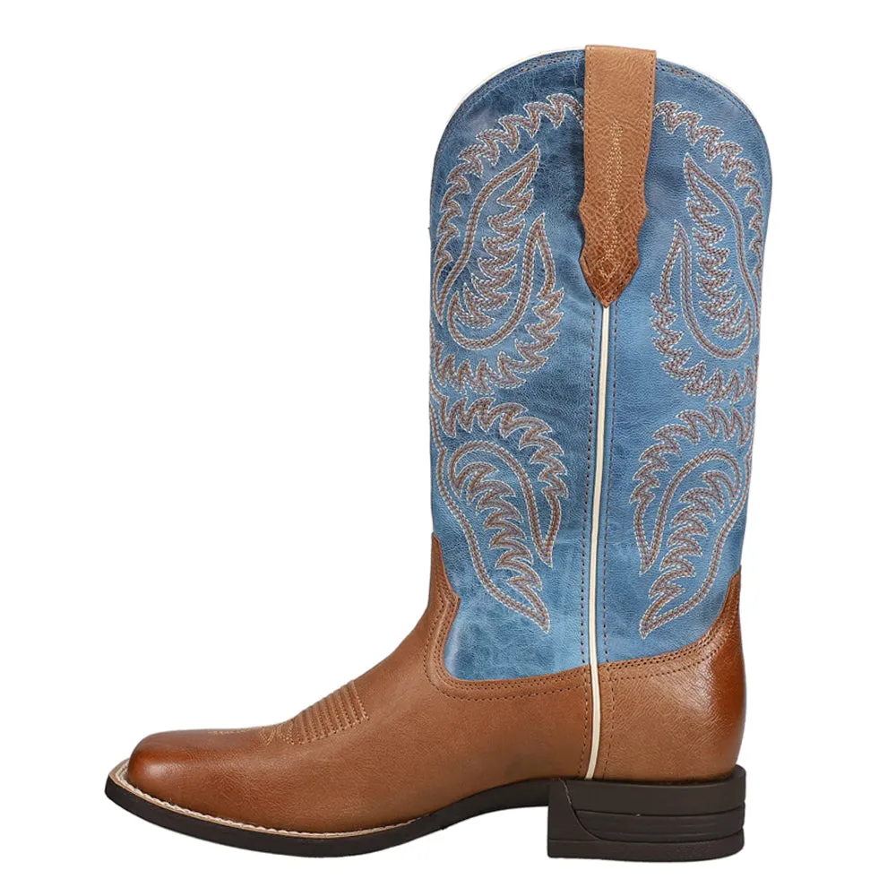 Cattle Caite Stretchfit Embroidery Square Toe Cowboy Boots