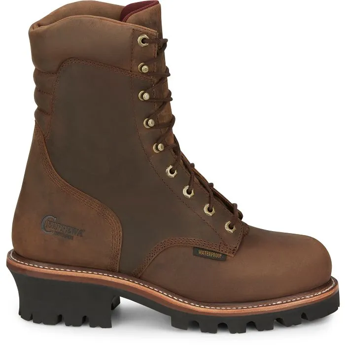 Chippewa Men's 9" Steel Toe WP Ins Logger Work Boot - Brown - 59405