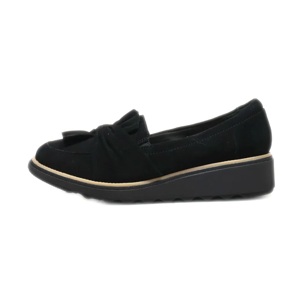 Clarks Loafers Suede Black Colour For Women