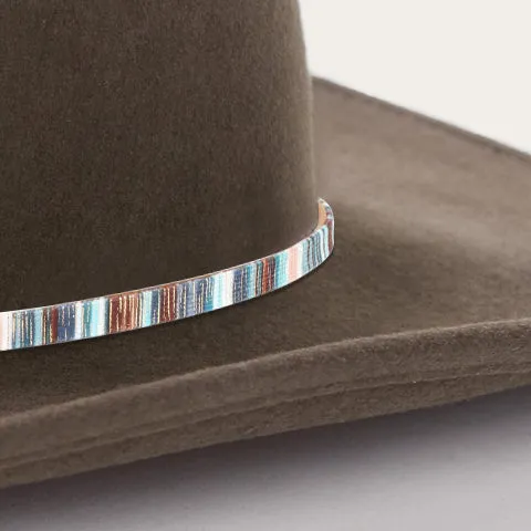 Classic Brown Felt Fedora with Multicolor Stripe Band and Metal Buckle