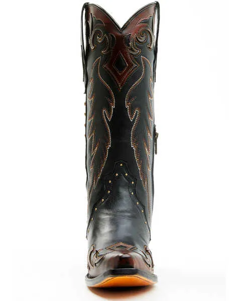 Corral F1352 Women's Black With Cognac Side Zip Tall Boots