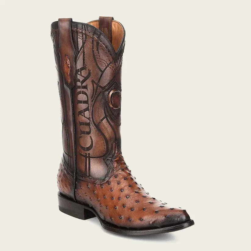 Cuadra Engraved brown exotic leather cowboy boots