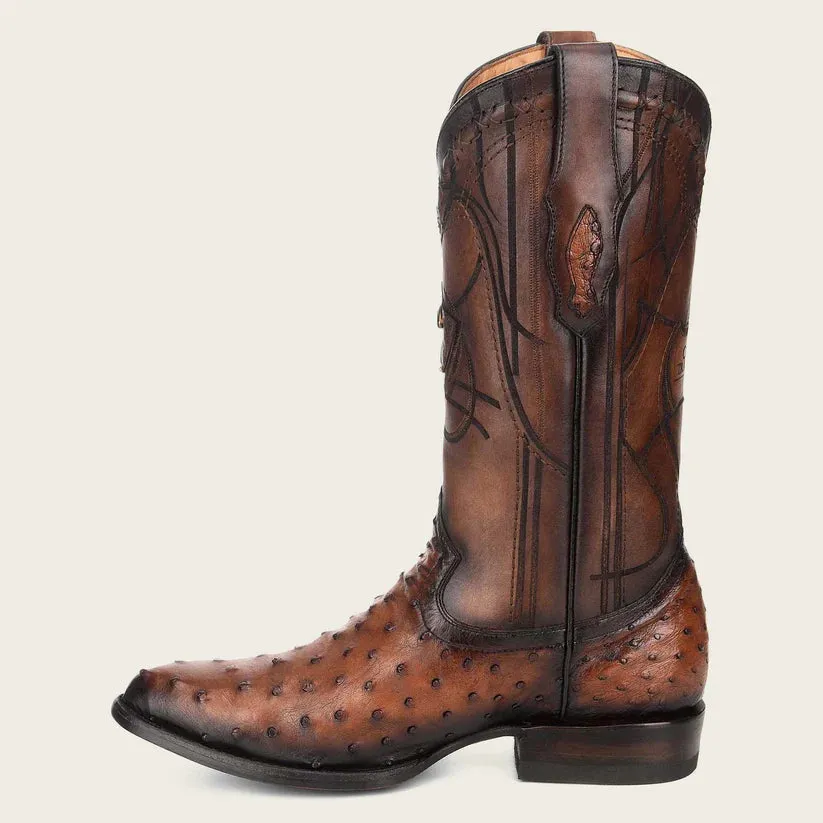 Cuadra Engraved brown exotic leather cowboy boots