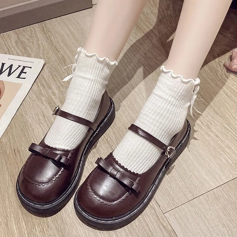 Cute Bow Mary Jane Small Leather Shoes Women