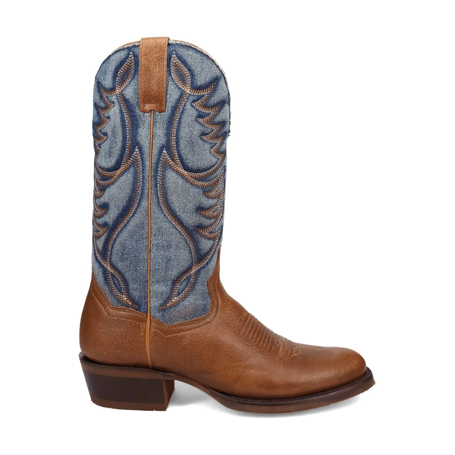 Dan Post Mens Bullock Tan/Denim Leather Cowboy Boots