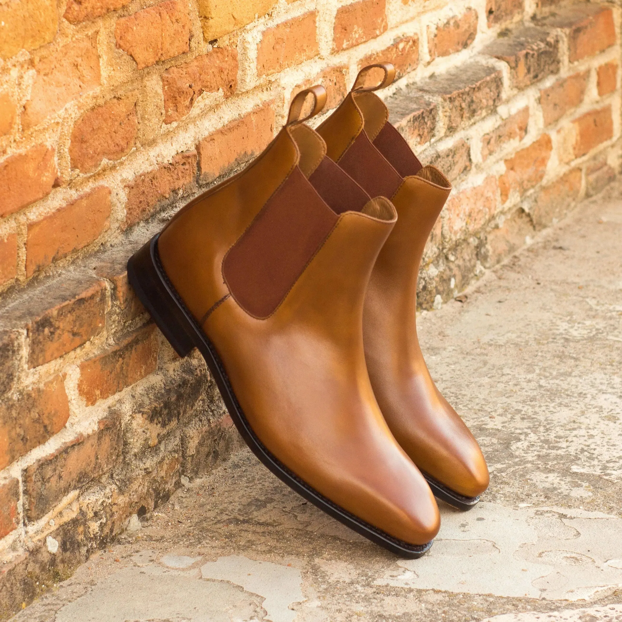 DapperFam Monza in Cognac Men's Italian Leather Chelsea Boot