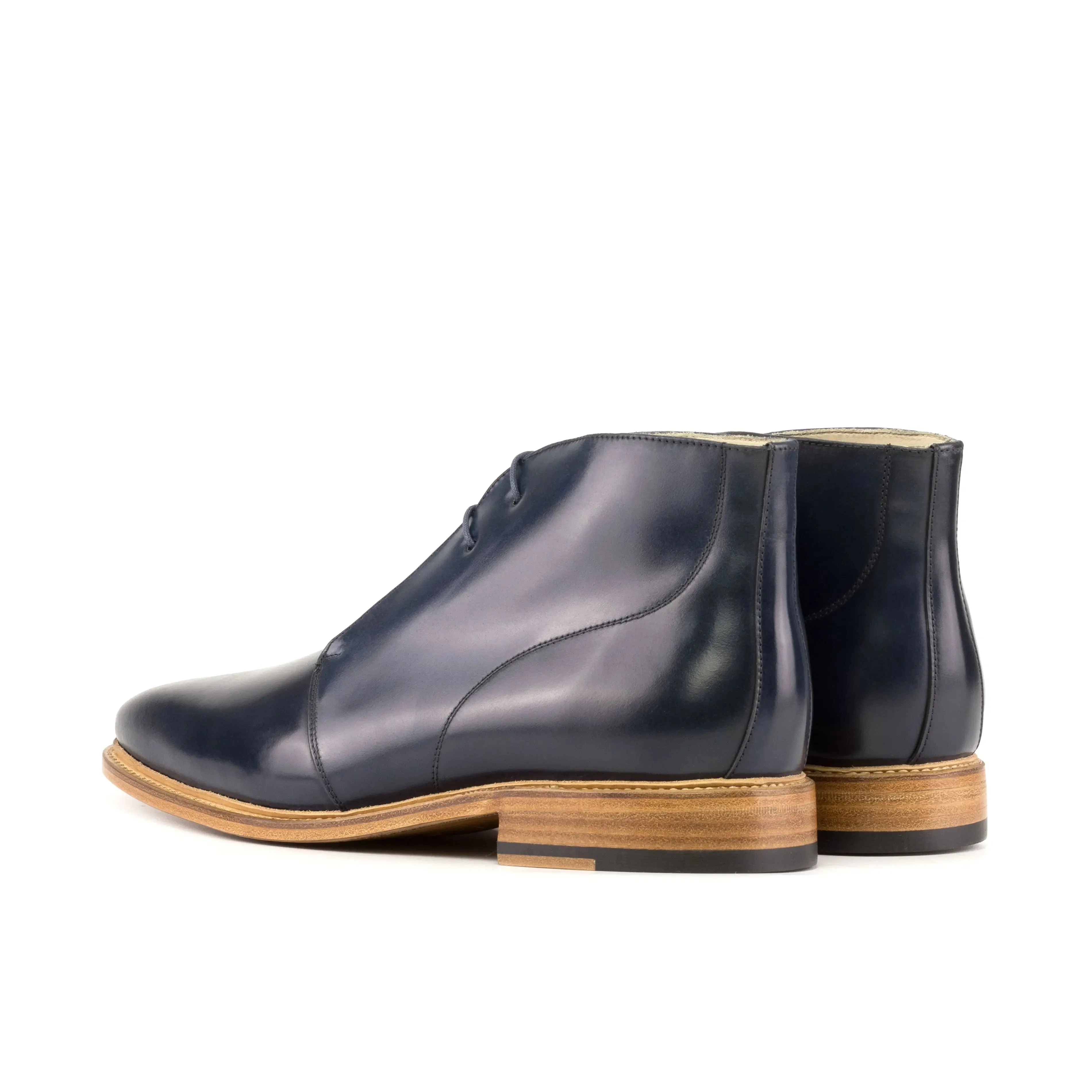 DapperFam Vivace in Navy Men's Italian Cordovan Leather Chukka