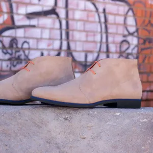 DapperFam Vivace in Taupe / Camel Men's Lux Suede & Italian Suede Chukka