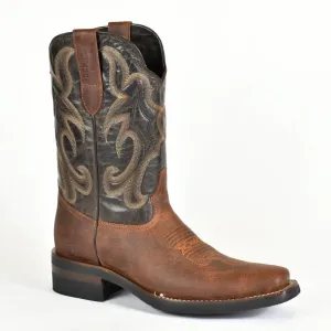 Denver Mountain Men’s  Square Toe  Cognac Leather Rodeo Boot Montana