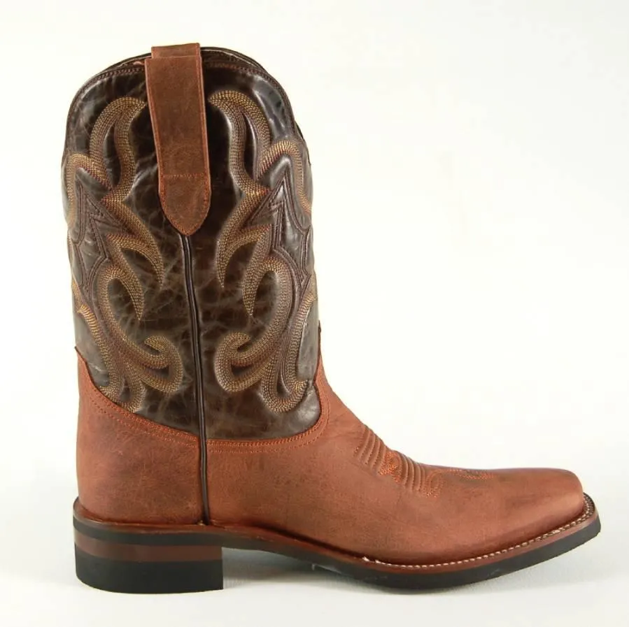 Denver Mountain Men’s  Square Toe  Cognac Leather Rodeo Boot Montana