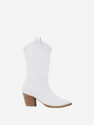 Desserto® Cactus Leather Vegan Heeled Cowboy Boots | White Nopal