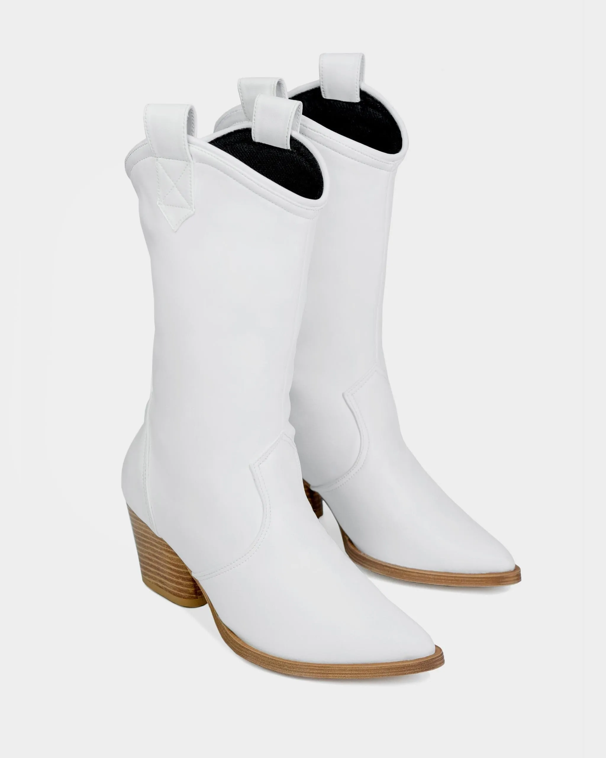 Desserto® Cactus Leather Vegan Heeled Cowboy Boots | White Nopal