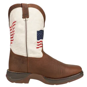 Distressed Flag Patriotic Cowboy Square Toe Boots (Big Kid)