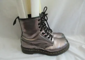 DOC DR. MARTENS Combat BOOT Shoe AIRWAIR METALLIC SILVER 6 / 37