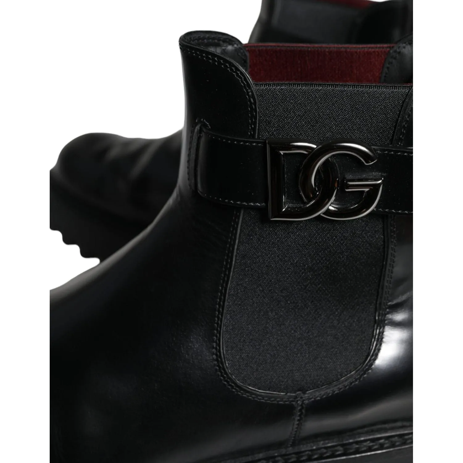 Dolce & Gabbana Black Belted DG Logo Men Chelsea Boots Shoes