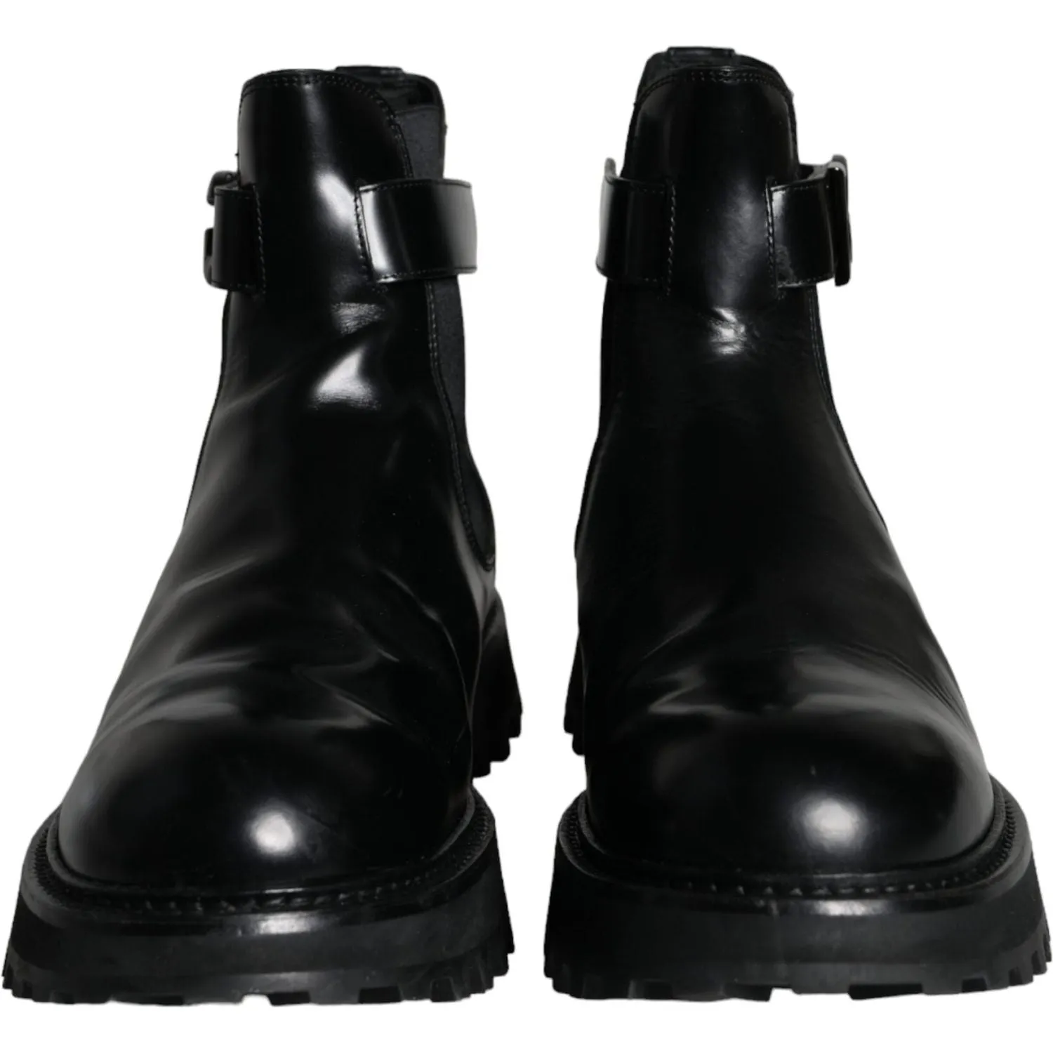 Dolce & Gabbana Black Belted DG Logo Men Chelsea Boots Shoes