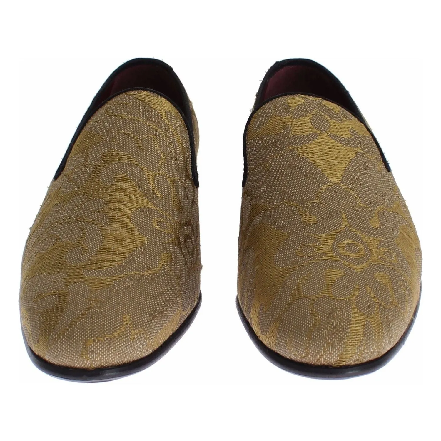 Dolce & Gabbana Golden Baroque Silk Dress Loafers