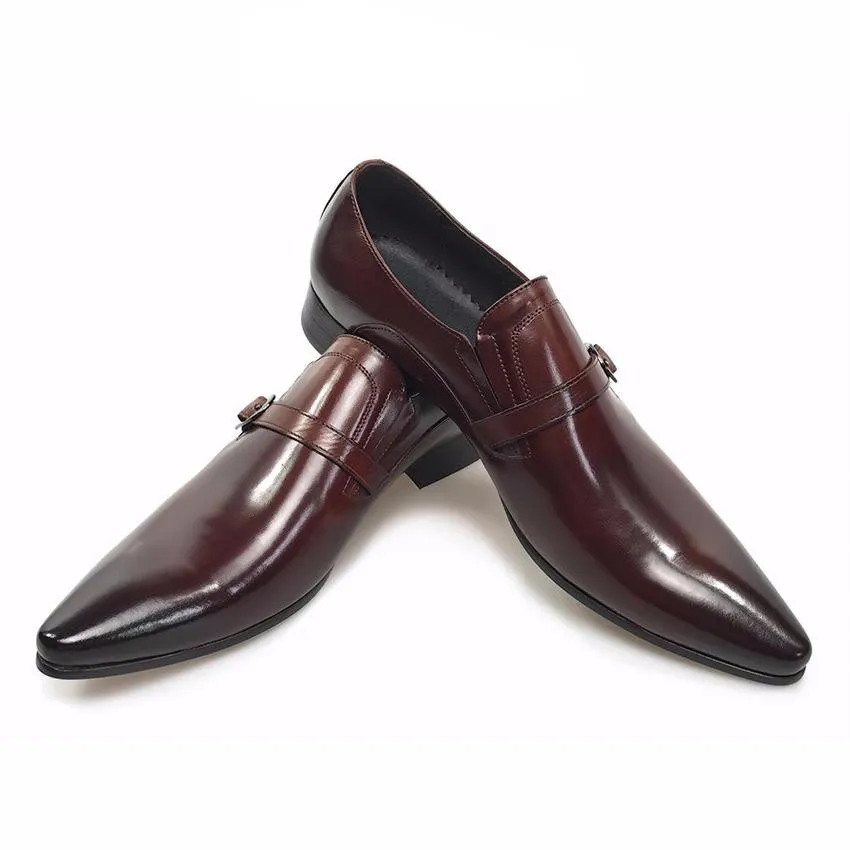 Elegant Vintage Style Men Loafers Shoes with Leather Strap and Buckle