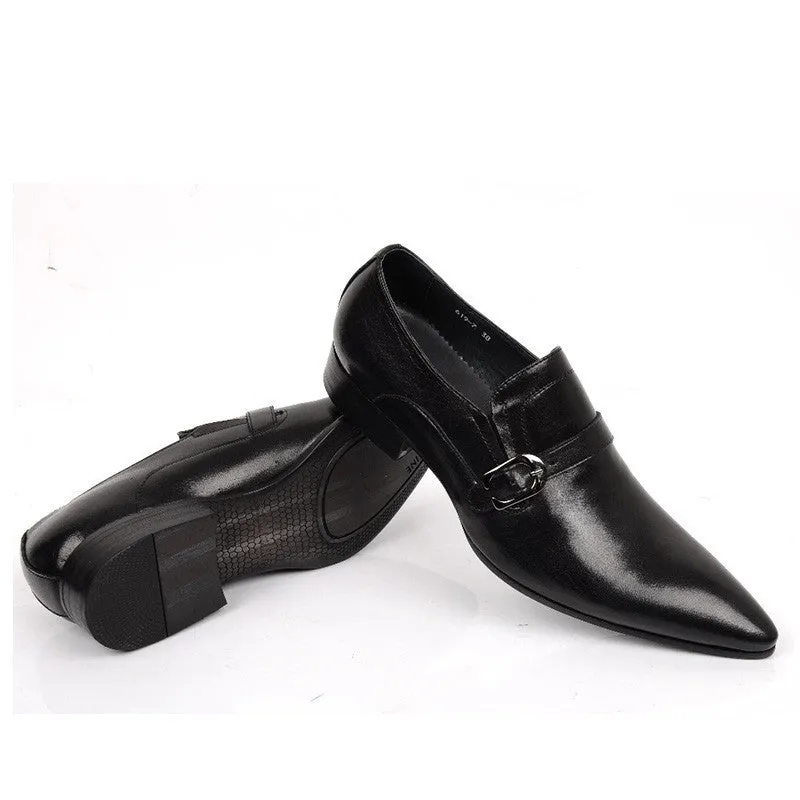 Elegant Vintage Style Men Loafers Shoes with Leather Strap and Buckle