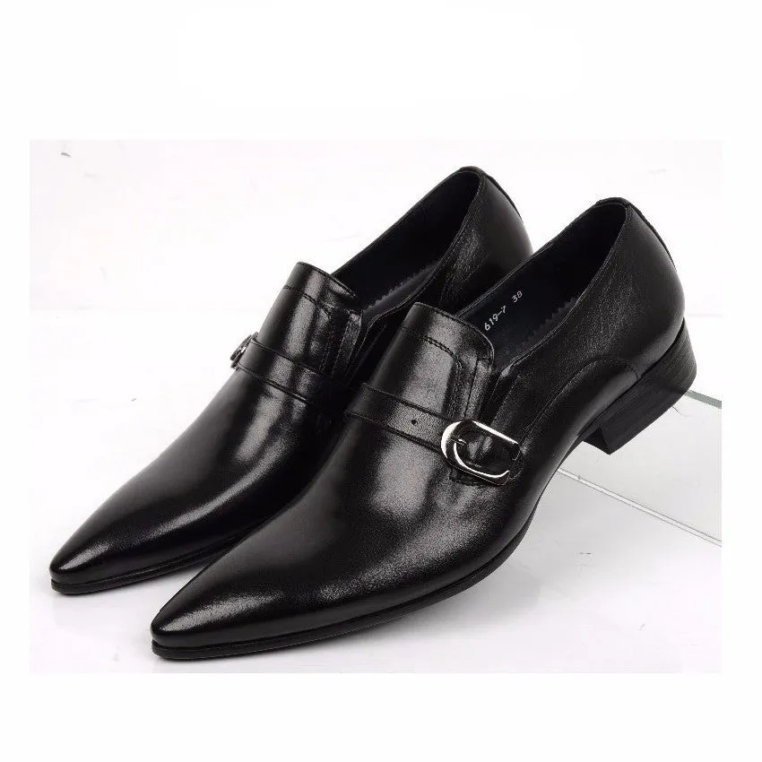 Elegant Vintage Style Men Loafers Shoes with Leather Strap and Buckle