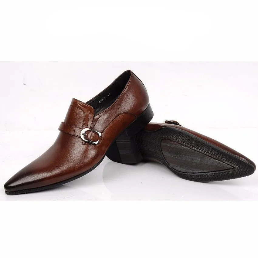 Elegant Vintage Style Men Loafers Shoes with Leather Strap and Buckle