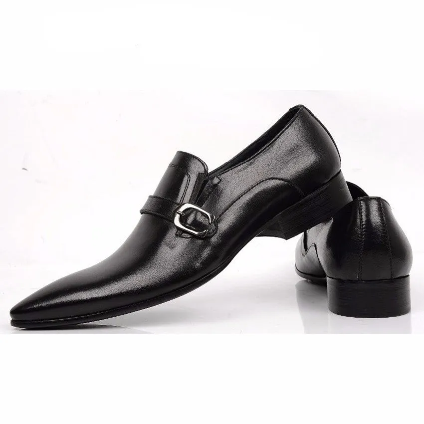 Elegant Vintage Style Men Loafers Shoes with Leather Strap and Buckle