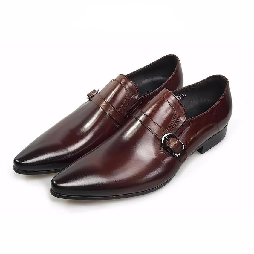 Elegant Vintage Style Men Loafers Shoes with Leather Strap and Buckle