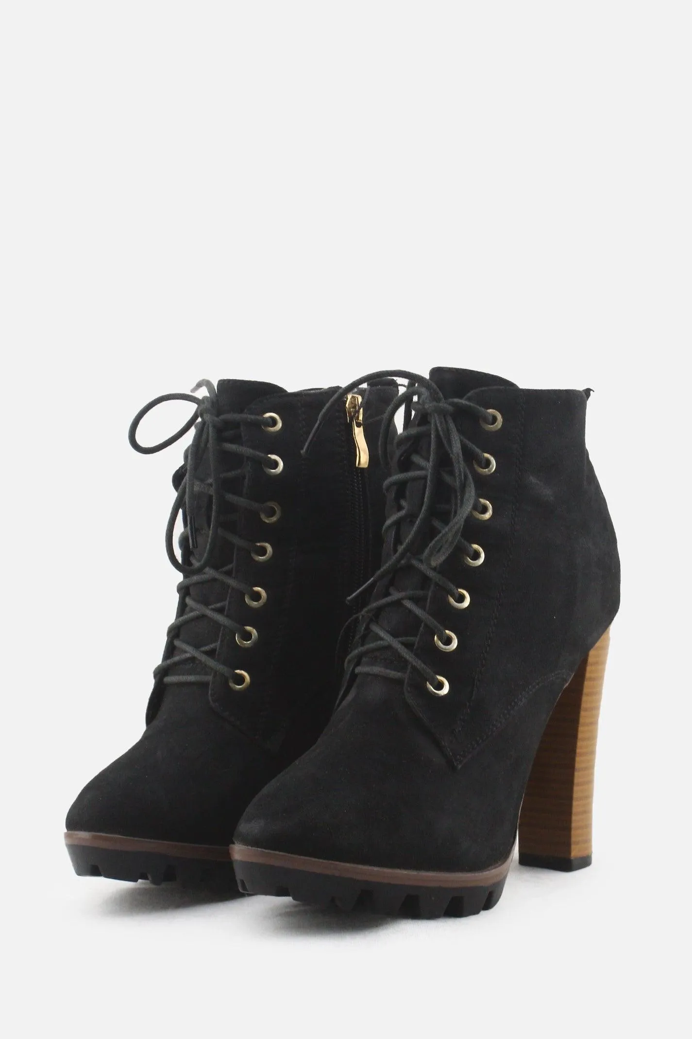 European Brand Zipper Laces Platform Boots | Suede