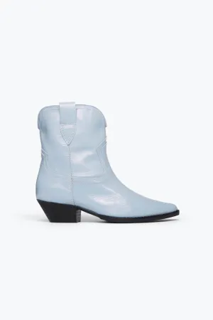 Freda Salvador Mazzy Western Ankle Boots in Sky Blue